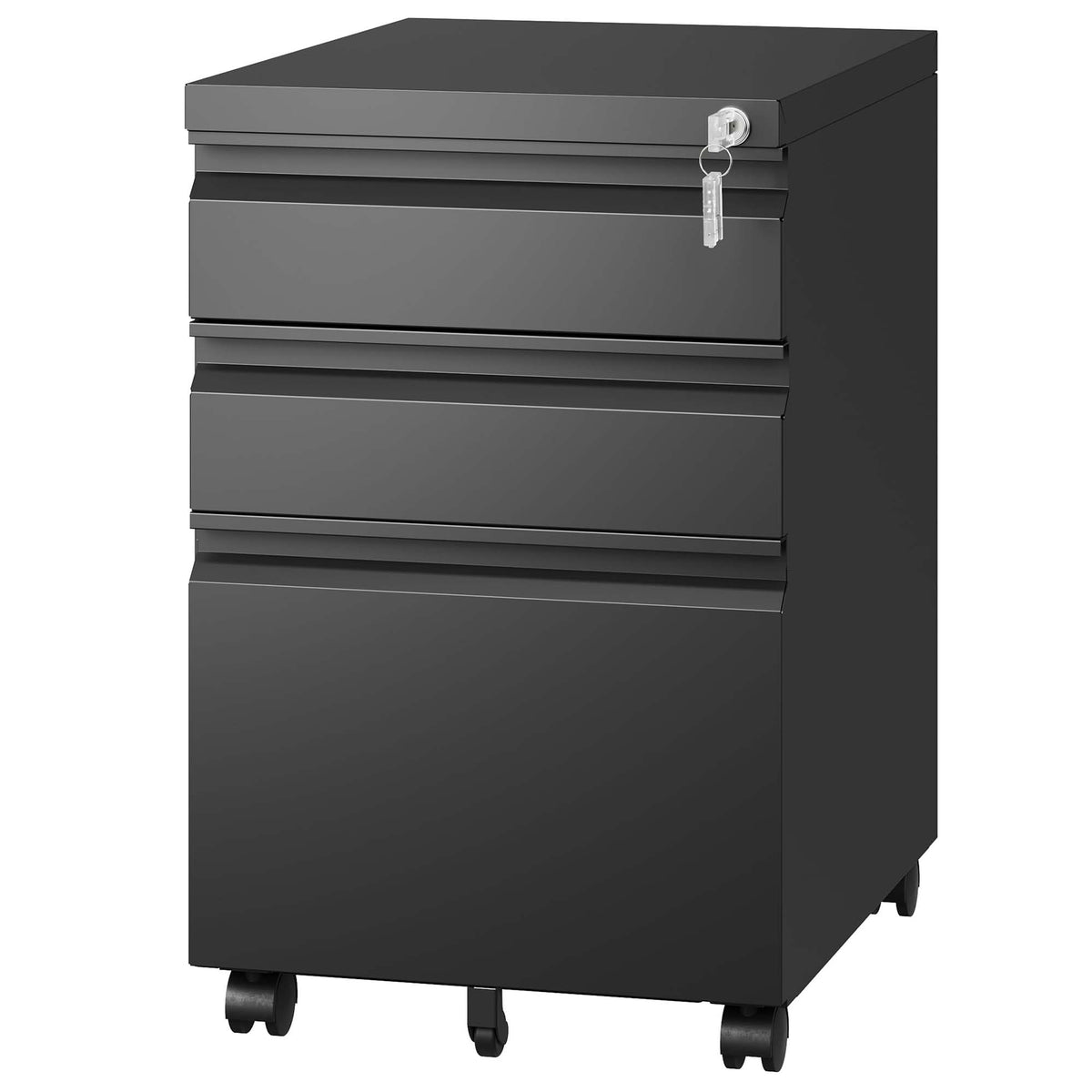 GZMR 3 Drawer File Cabinet Black 3-Drawer 14.57-in File Cabinet