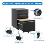 GZMR 3 Drawer File Cabinet Black 3-Drawer 14.57-in File Cabinet