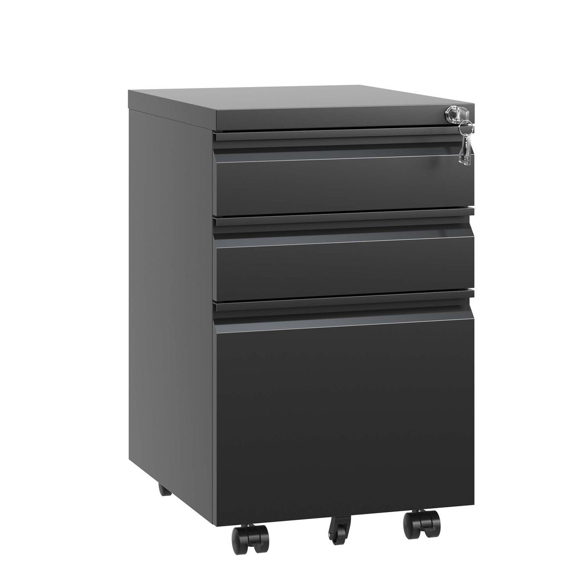 GZMR 3 Drawer File Cabinet Black 3-Drawer 14.57-in File Cabinet