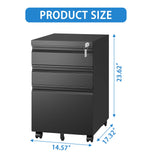 GZMR 3 Drawer File Cabinet Black 3-Drawer 14.57-in File Cabinet