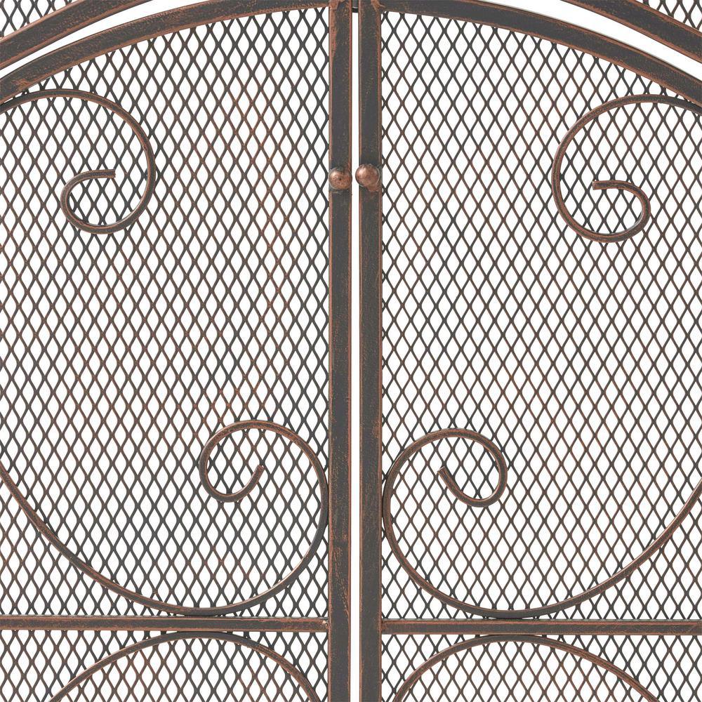 Pendleton Modern Black and Copper Three Panel Iron Fire Screen with Door - Super Arbor