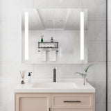 WELLFOR 36-in x 30-in Lighted LED Fog Free Surface/Recessed Mount Silver Mirrored Soft Close Medicine Cabinet