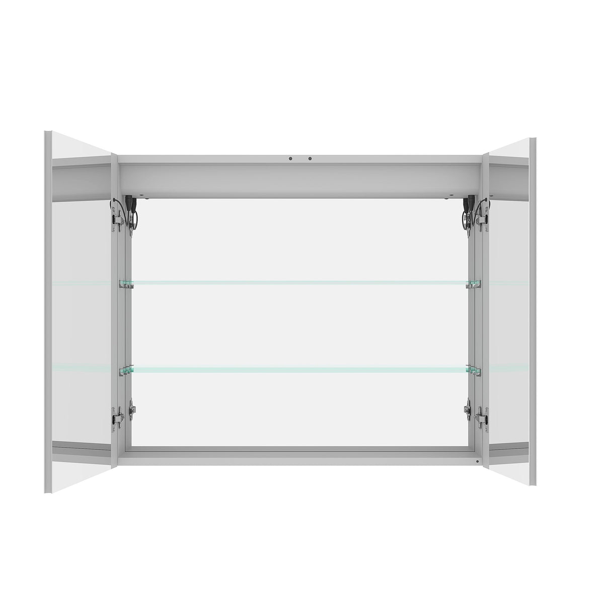 WELLFOR 36-in x 30-in Lighted LED Fog Free Surface Mount Silver Mirrored Soft Close Medicine Cabinet
