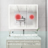 WELLFOR 36-in x 30-in Lighted LED Fog Free Surface Mount Silver Mirrored Soft Close Medicine Cabinet with Outlet