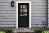 Therma-Tru Benchmark Doors 32-in x 80-in Fiberglass Half-Lite Left-Hand Inswing Ready-to-Paint Unfinished Prehung Single Front Door