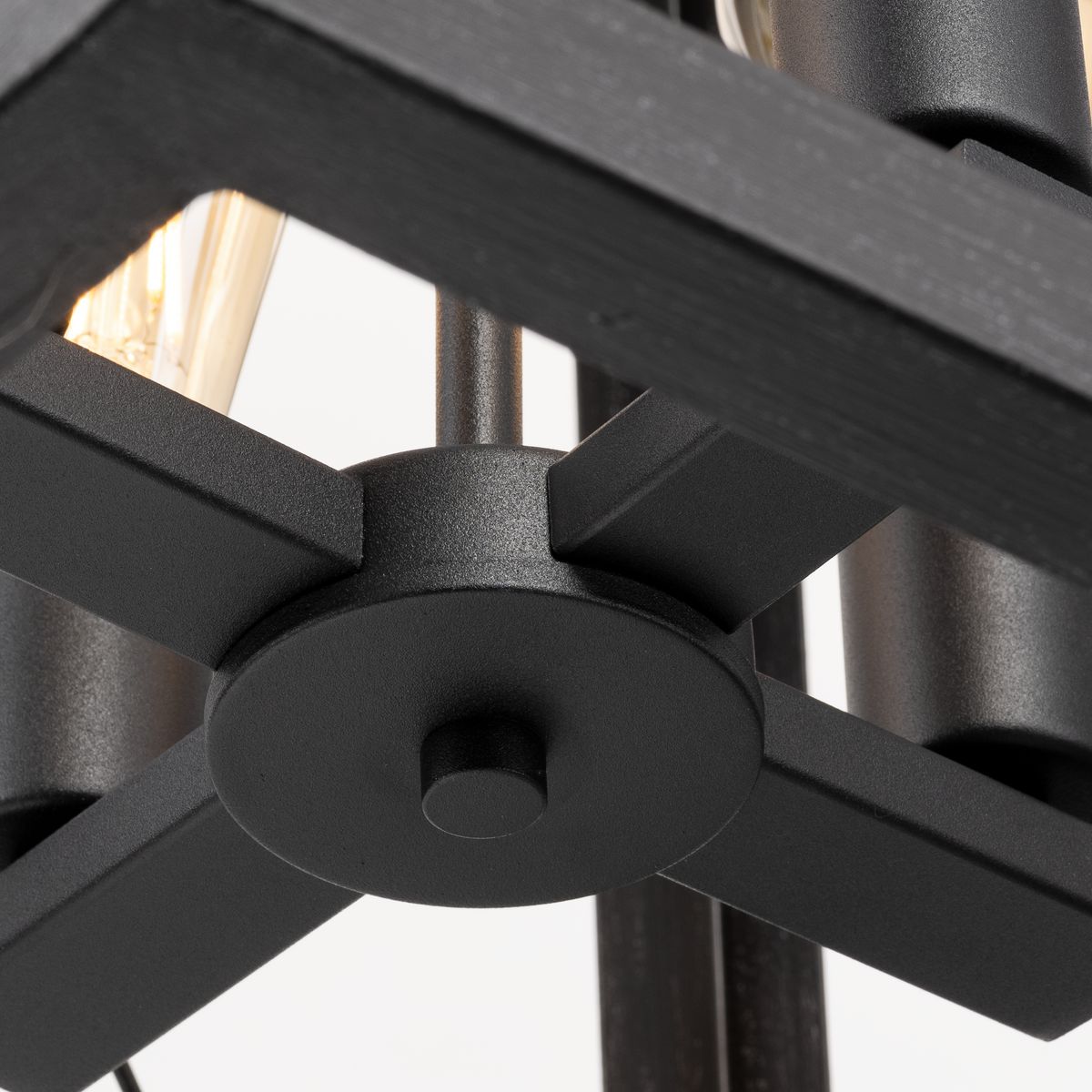 Progress Lighting Briarwood 4-Light Textured Black Farmhouse Rectangle Medium Hanging Pendant Light