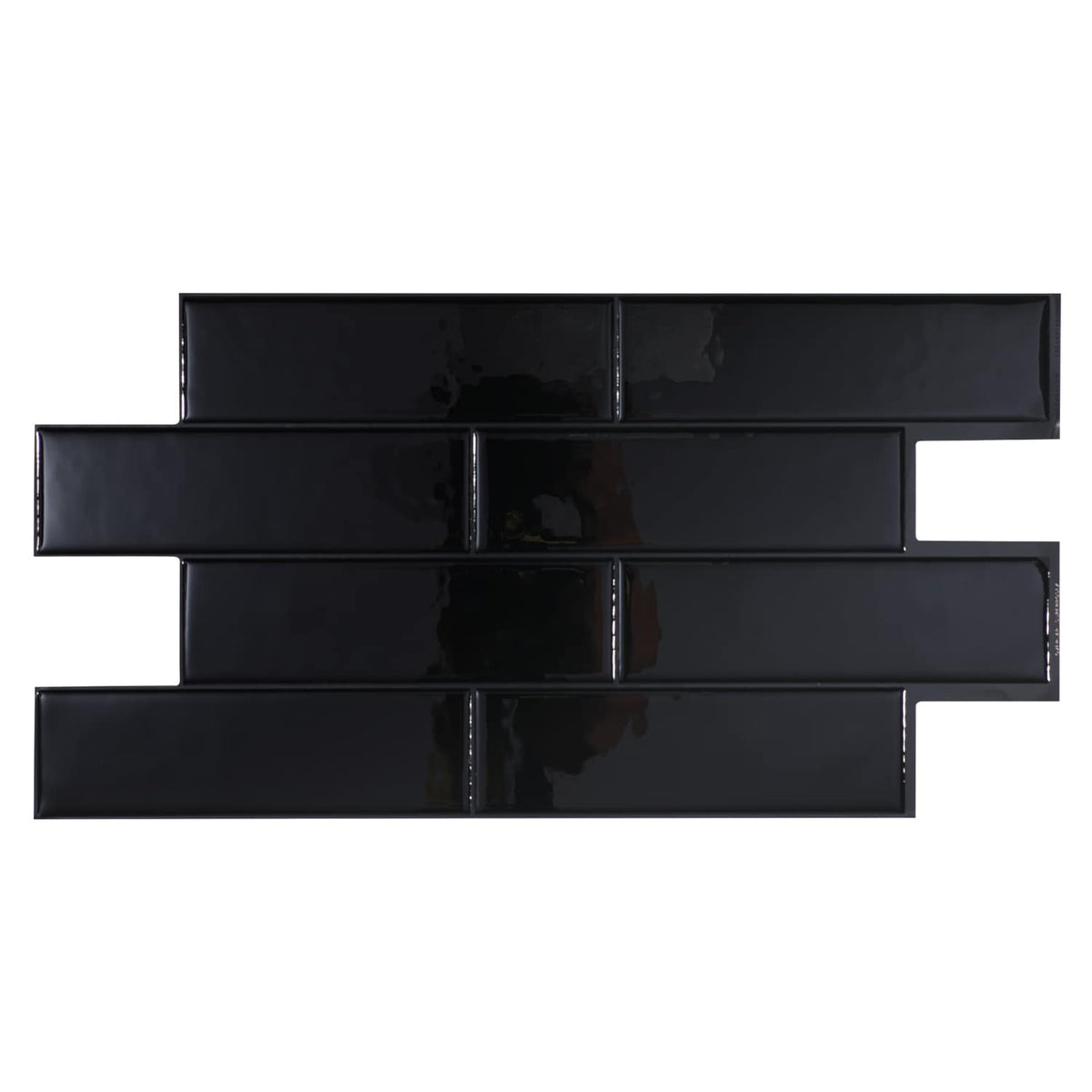 Smart Tiles Oslo Nero Black 23-in x 11-in Glossy Resin Subway Linear Peel and stick Wall Tile product image