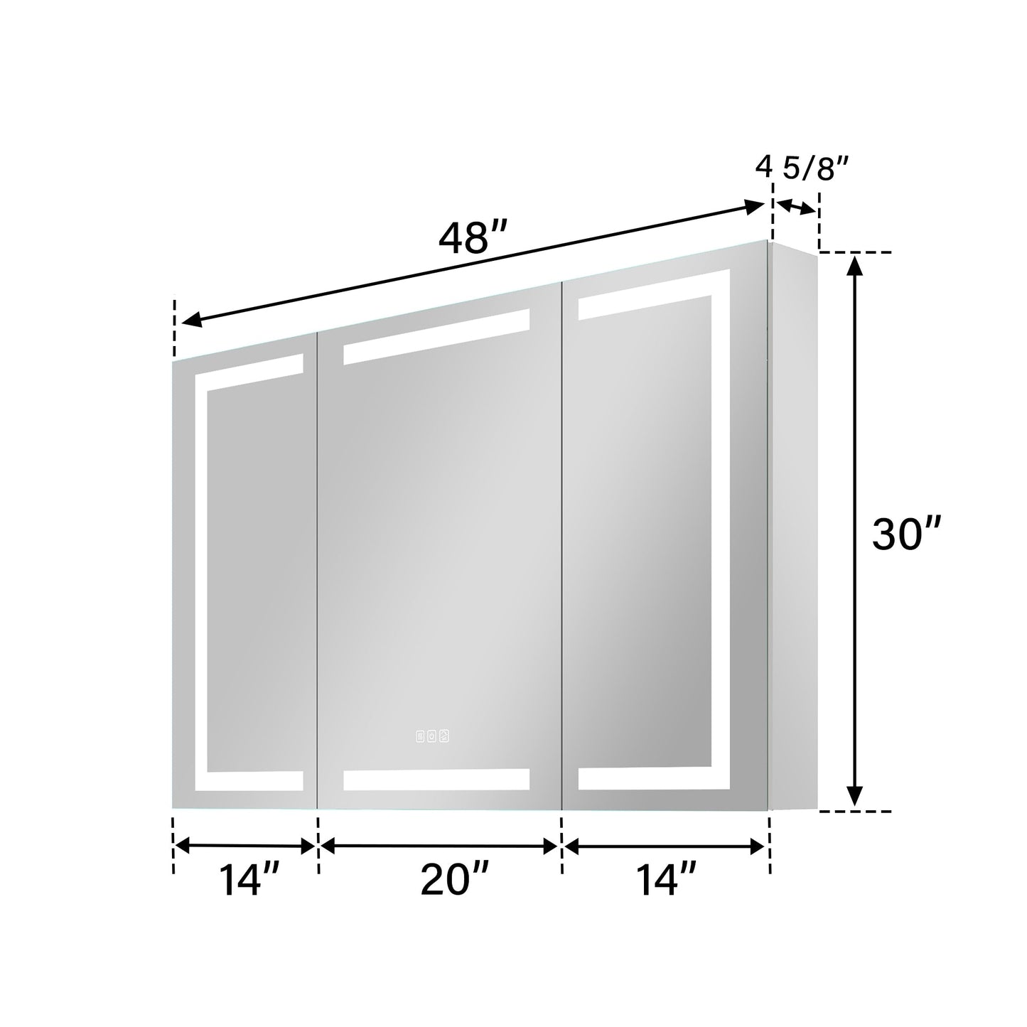 Forclover 48-in x 30-in Lighted LED Fog Free Surface/Recessed Mount Silver Mirrored Soft Close Medicine Cabinet with Outlet