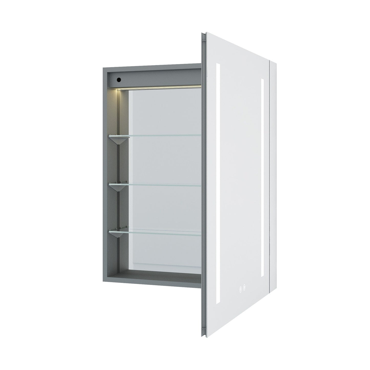 Forclover 24-in x 30-in Lighted LED Fog Free Surface/Recessed Mount Silver Mirrored Soft Close Medicine Cabinet with Outlet