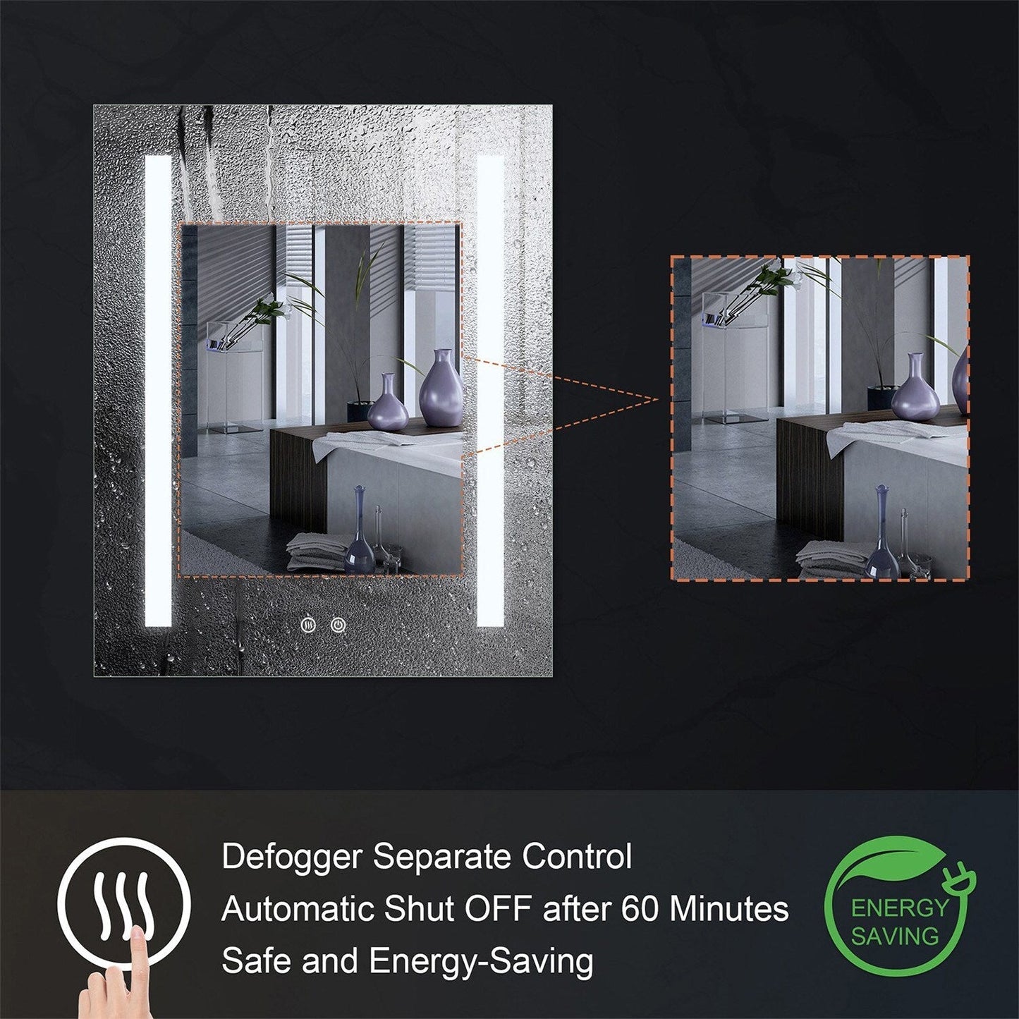 Forclover 24-in x 30-in Lighted LED Fog Free Surface/Recessed Mount Silver Mirrored Soft Close Medicine Cabinet with Outlet