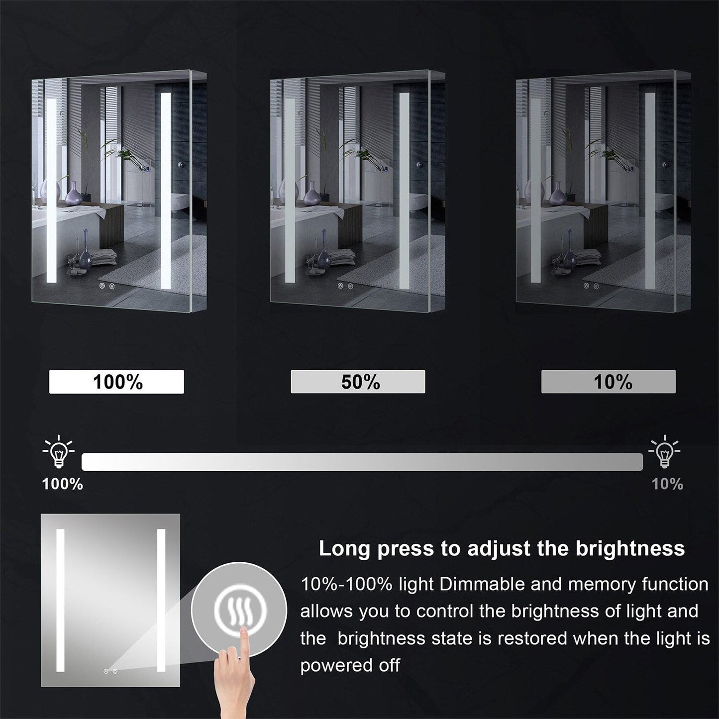 Forclover 24-in x 30-in Lighted LED Fog Free Surface/Recessed Mount Silver Mirrored Soft Close Medicine Cabinet with Outlet