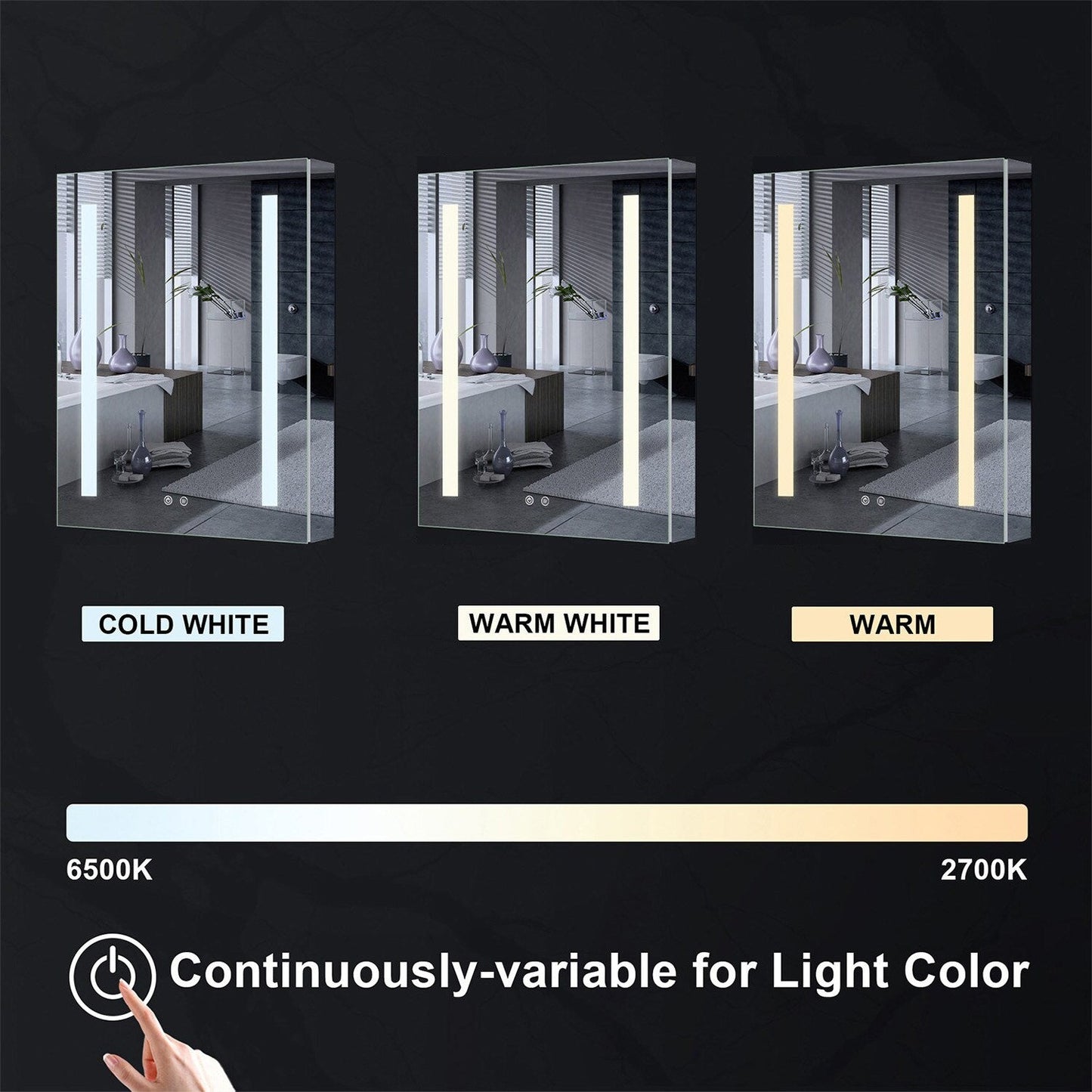 Forclover 24-in x 30-in Lighted LED Fog Free Surface/Recessed Mount Silver Mirrored Soft Close Medicine Cabinet with Outlet
