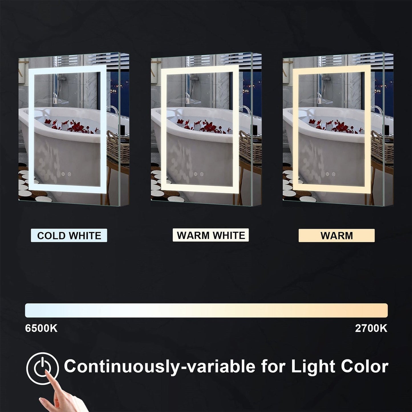 Forclover 24-in x 30-in Lighted LED Fog Free Surface/Recessed Mount Silver Mirrored Soft Close Medicine Cabinet with Outlet