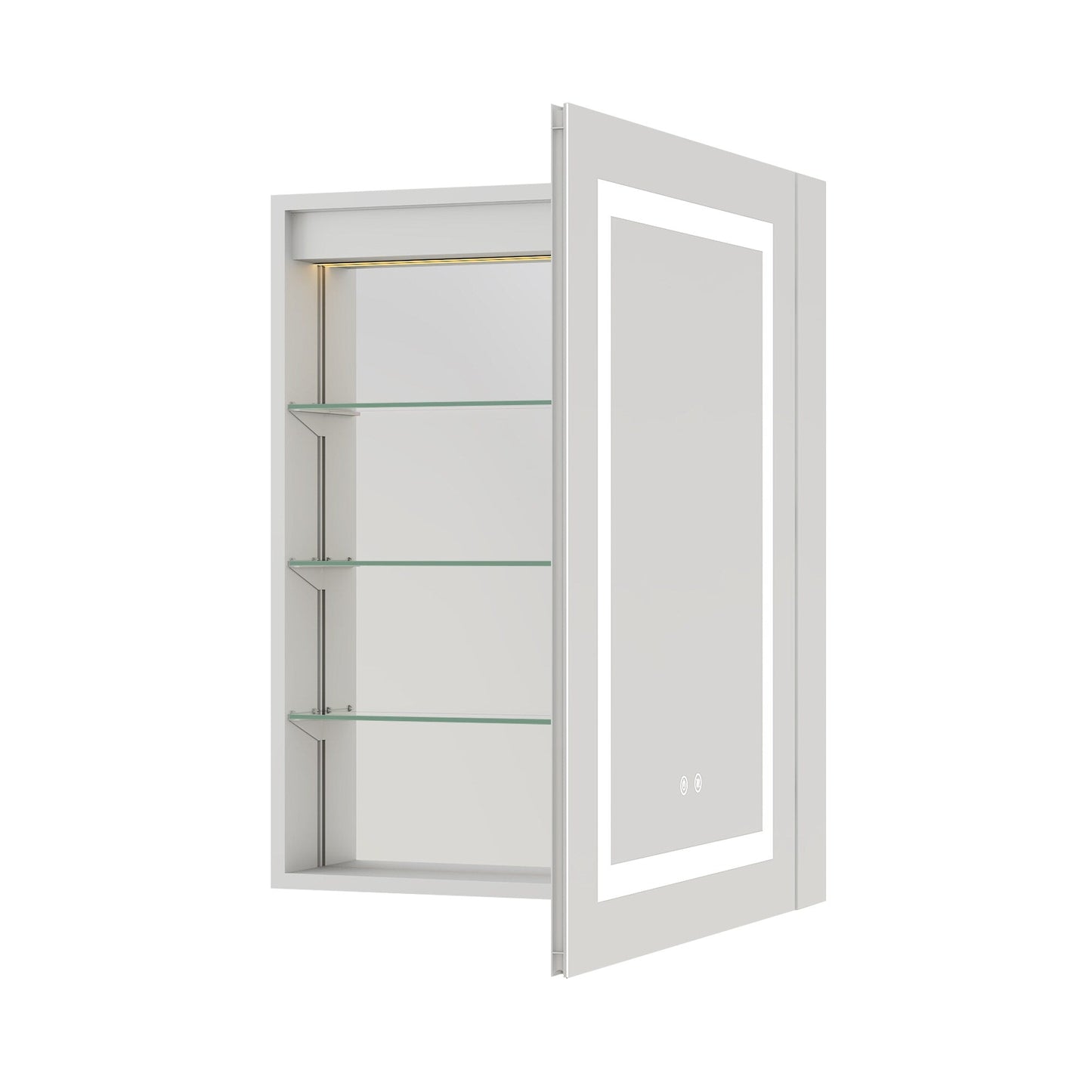 Forclover 24-in x 30-in Lighted LED Fog Free Surface/Recessed Mount Silver Mirrored Soft Close Medicine Cabinet with Outlet