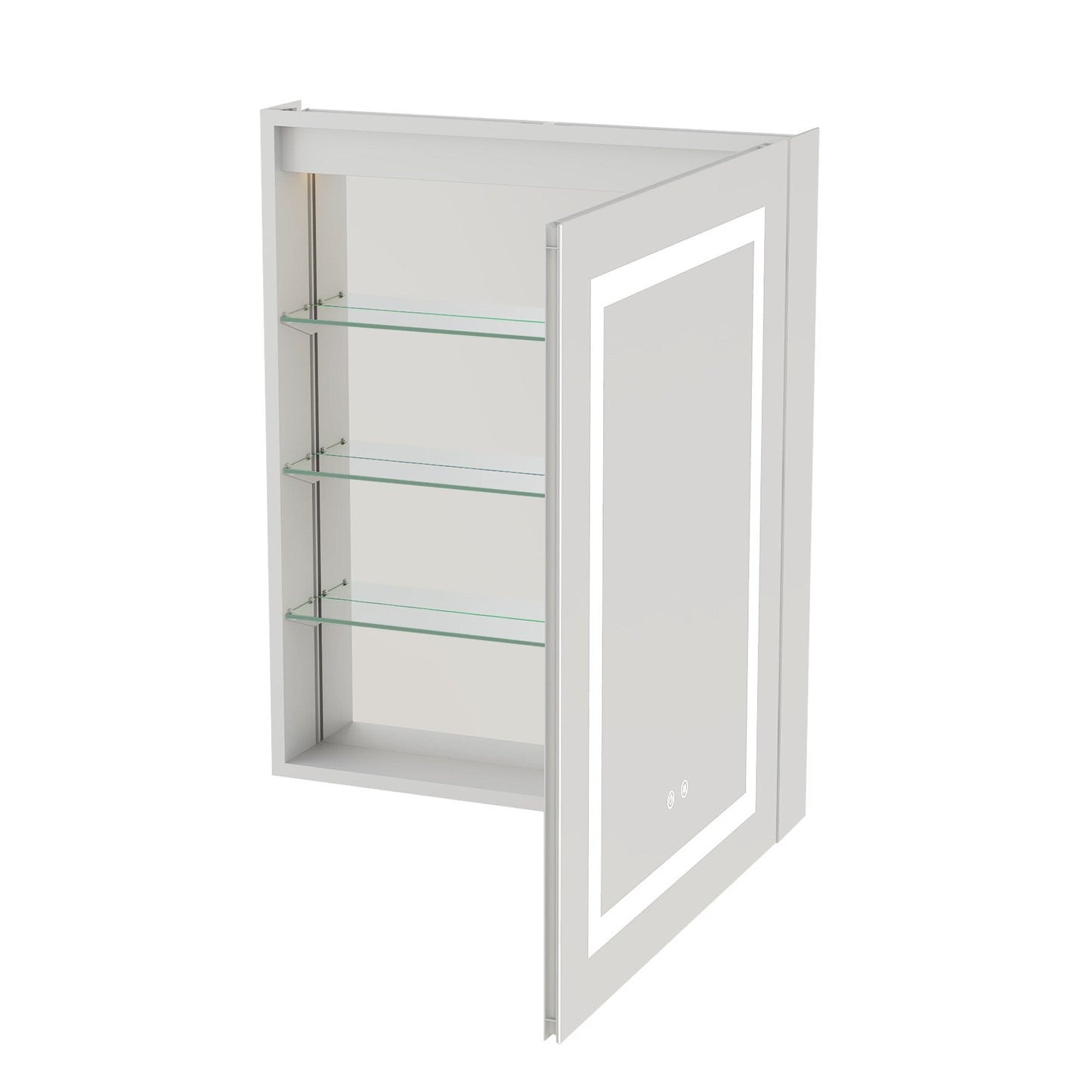 Forclover 24-in x 30-in Lighted LED Fog Free Surface/Recessed Mount Silver Mirrored Soft Close Medicine Cabinet with Outlet