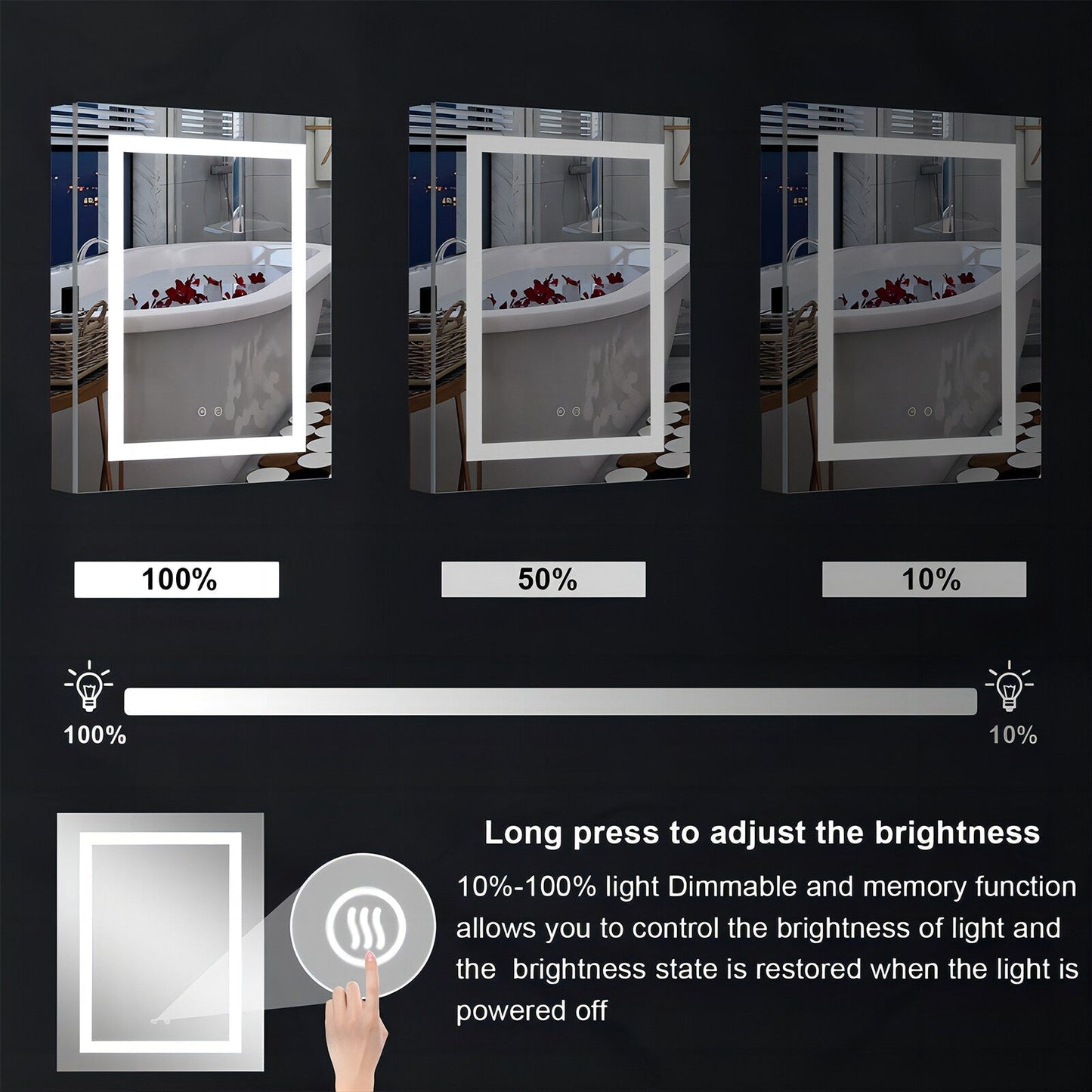 Forclover 24-in x 30-in Lighted LED Fog Free Surface/Recessed Mount Silver Mirrored Soft Close Medicine Cabinet with Outlet