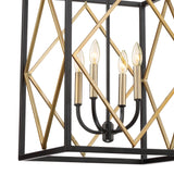 Quoizel Platform Black with Gold Transitional Square Pendant Light, 16 in x 16 in