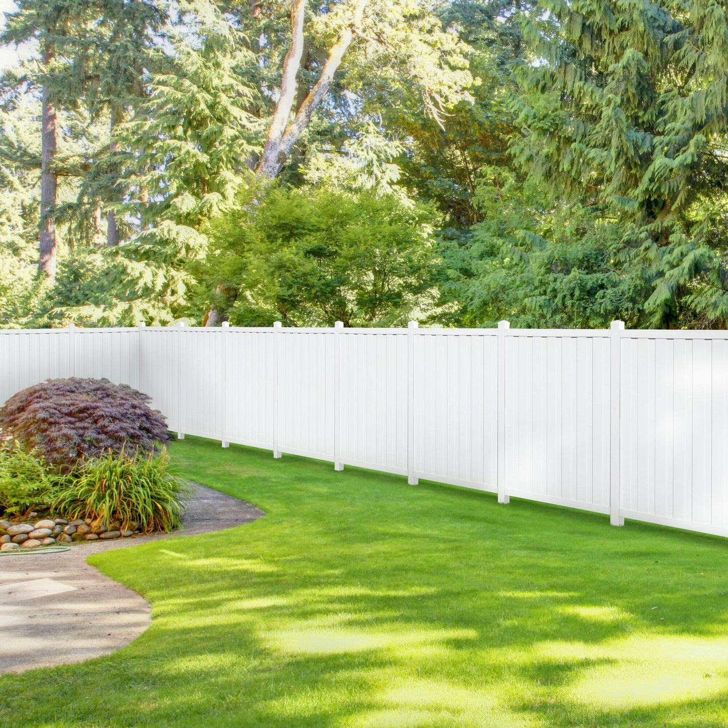 Outdoor Essentials Northport 6-ft H x 6-ft W White Privacy Vinyl Flat-top Fence Panel (Unassembled)