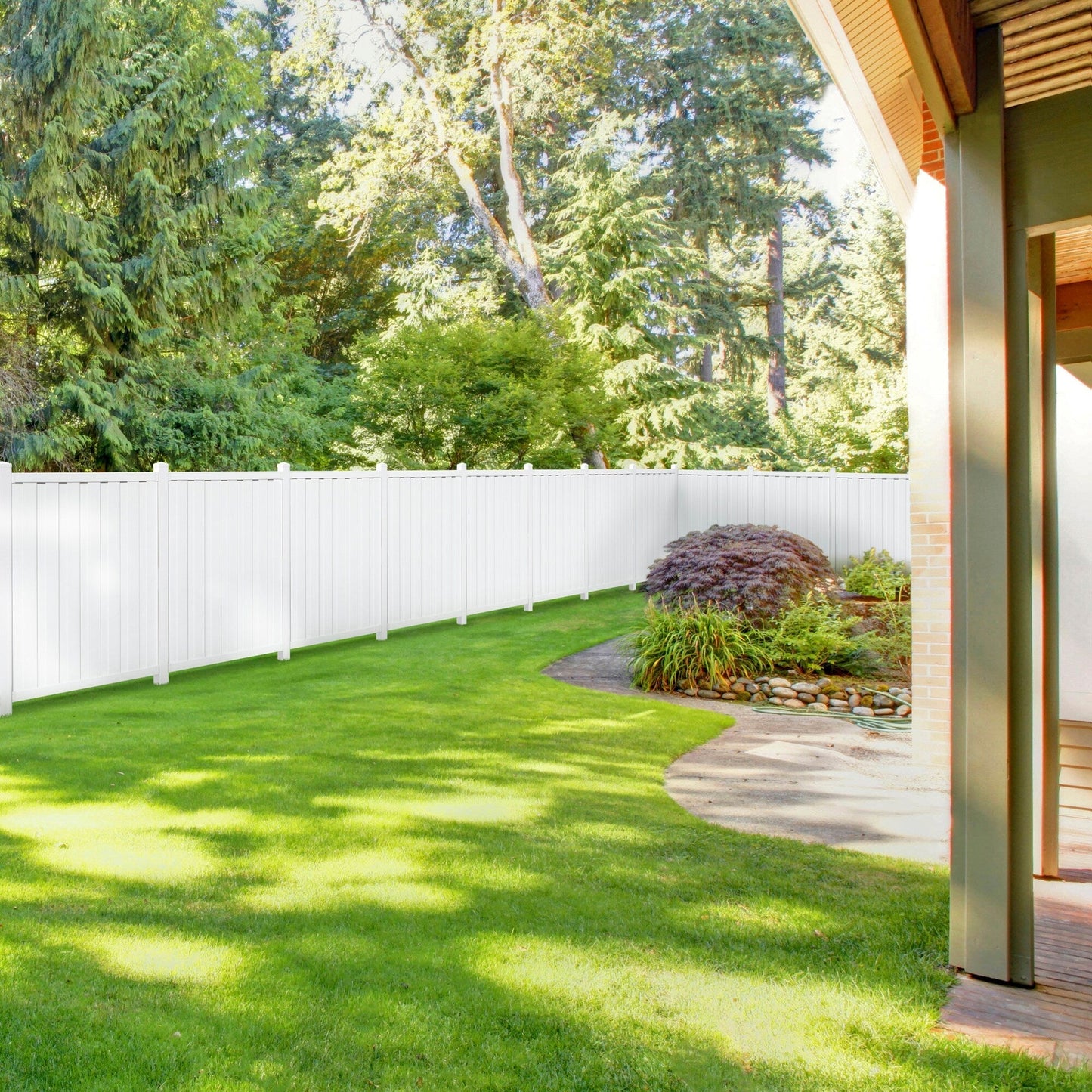 Outdoor Essentials Northport 6-ft H x 6-ft W White Privacy Vinyl Flat-top Fence Panel (Unassembled)