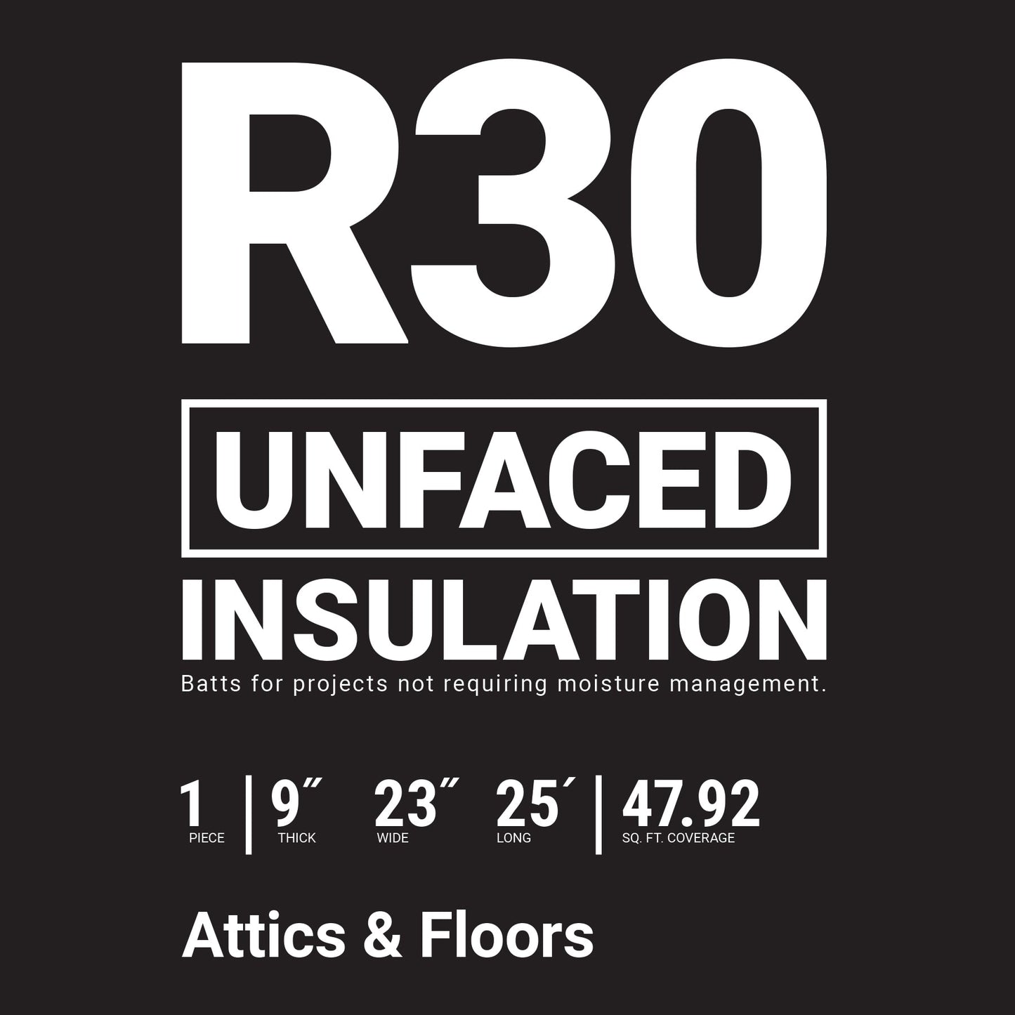 Owens Corning EcoTouch R-30 Unfaced Fiberglass Insulation Roll, 23 in. W x 25 ft. L, 47.92 sq. ft. Coverage
