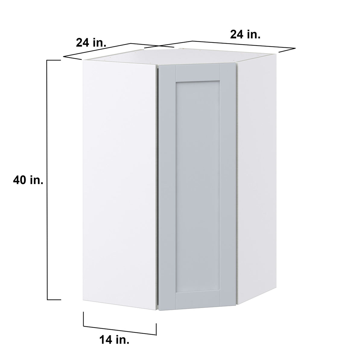 Hugo&Borg Charlesberg 24-in W x 40-in H x 14-in D Gray Diagonal Corner Wall Fully Assembled Cabinet (Recessed Panel Shaker Style)