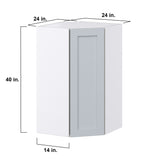 Hugo&Borg Charlesberg 24-in W x 40-in H x 14-in D Gray Diagonal Corner Wall Fully Assembled Cabinet (Recessed Panel Shaker Style)