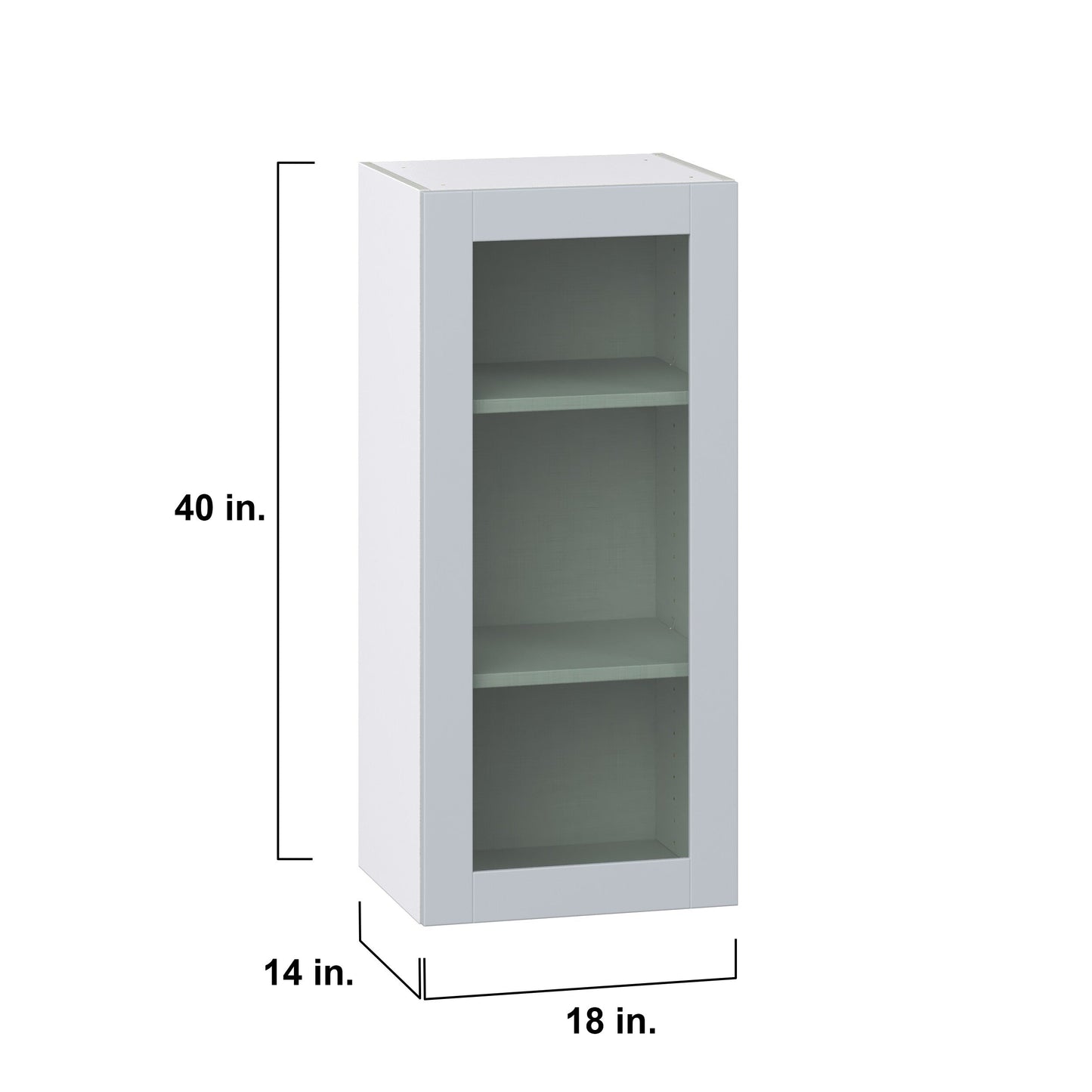 Hugo&Borg Charlesberg 18-in W x 40-in H x 14-in D Gray Wall Fully Assembled Cabinet (Recessed Panel Glass Door Style)