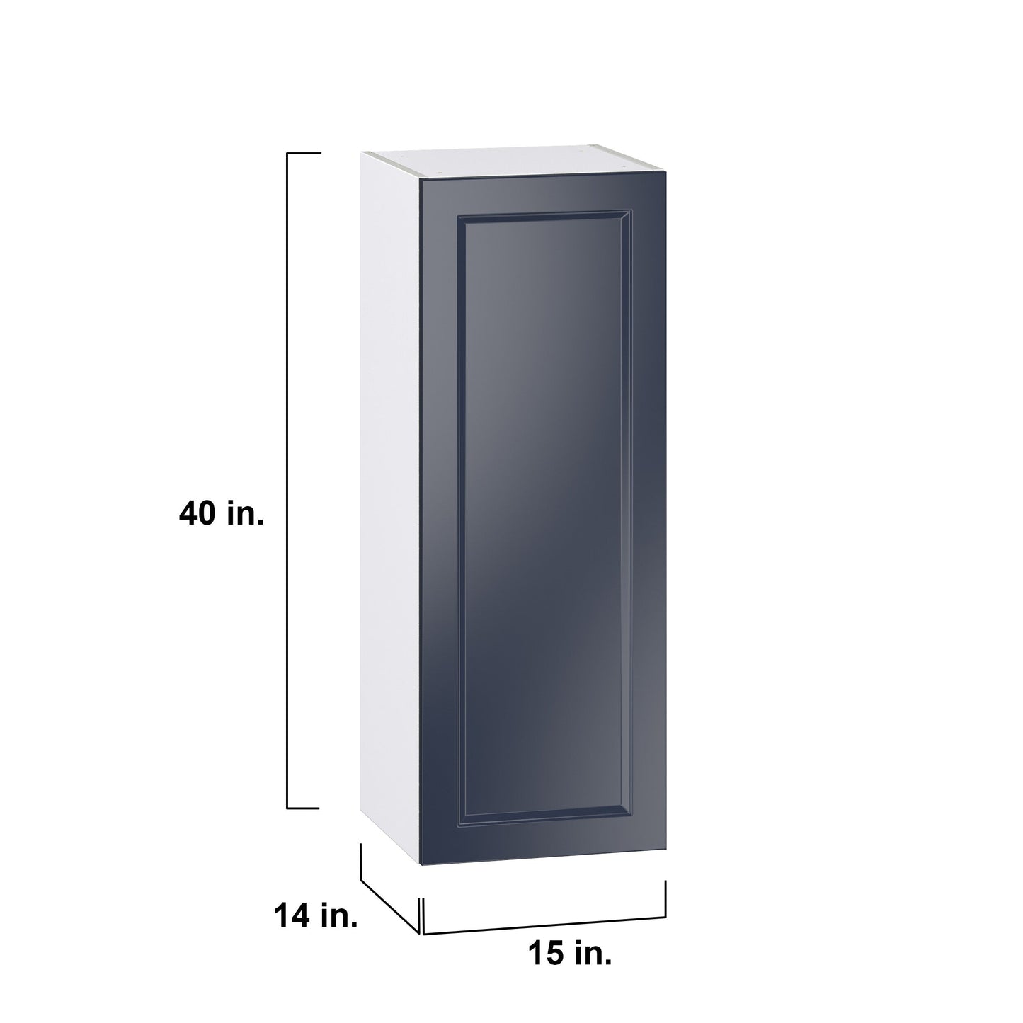 Hugo&Borg Lorette 15-in W x 40-in H x 14-in D Navy Blue Wall Fully Assembled Cabinet (Recessed Panel Shaker Door Style)