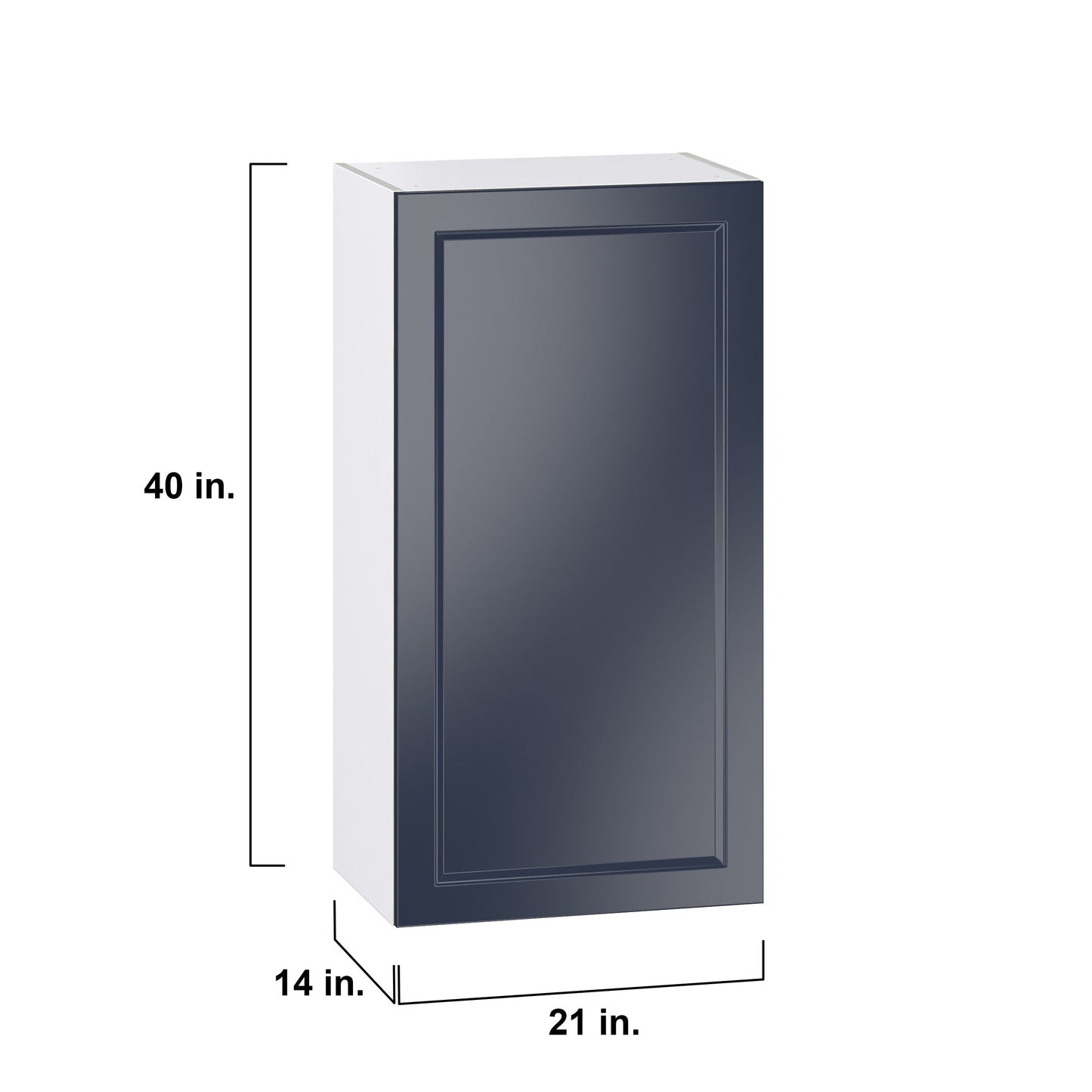 Hugo&Borg Lorette 21-in W x 40-in H x 14-in D Navy Blue Wall Fully Assembled Cabinet (Recessed Panel Shaker Door Style)