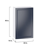 Hugo&Borg Lorette 24-in W x 40-in H x 14-in D Navy Blue Wall Fully Assembled Cabinet (Recessed Panel Shaker Door Style)