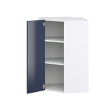 Hugo&Borg Lorette 24-in W x 40-in H x 14-in D Navy Blue Diagonal Corner Wall Fully Assembled Cabinet (Recessed Panel Shaker Style)