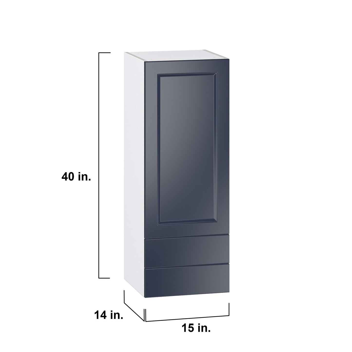 Hugo&Borg Lorette 15-in W x 40-in H x 14-in D Navy Blue 2-Drawers Wall Fully Assembled Cabinet (Recessed Panel Shaker Style)