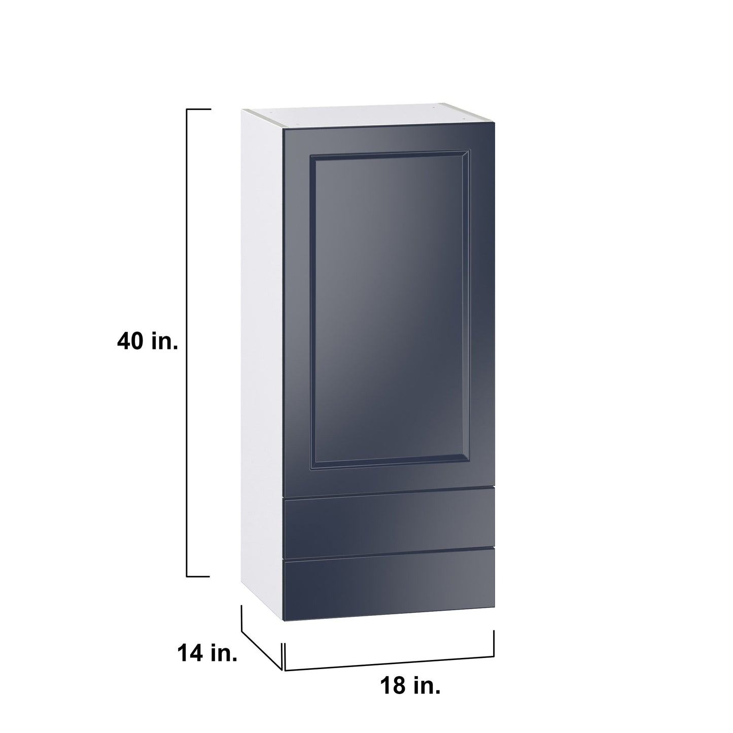 Hugo&Borg Lorette 18-in W x 40-in H x 14-in D Navy Blue 2-Drawers Wall Fully Assembled Cabinet (Recessed Panel Shaker Style)