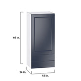 Hugo&Borg Lorette 18-in W x 40-in H x 14-in D Navy Blue 2-Drawers Wall Fully Assembled Cabinet (Recessed Panel Shaker Style)