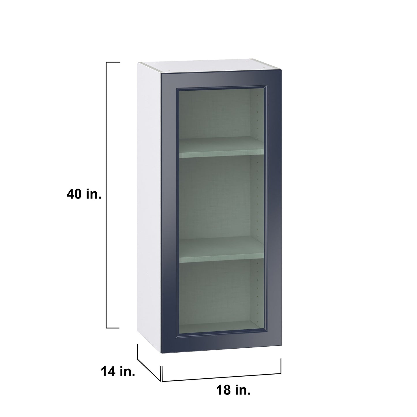Hugo&Borg Lorette 18-in W x 40-in H x 14-in D Navy Blue Wall Fully Assembled Cabinet (Recessed Panel Shaker Door Style)