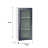 Hugo&Borg Lorette 18-in W x 40-in H x 14-in D Navy Blue Wall Fully Assembled Cabinet (Recessed Panel Shaker Door Style)