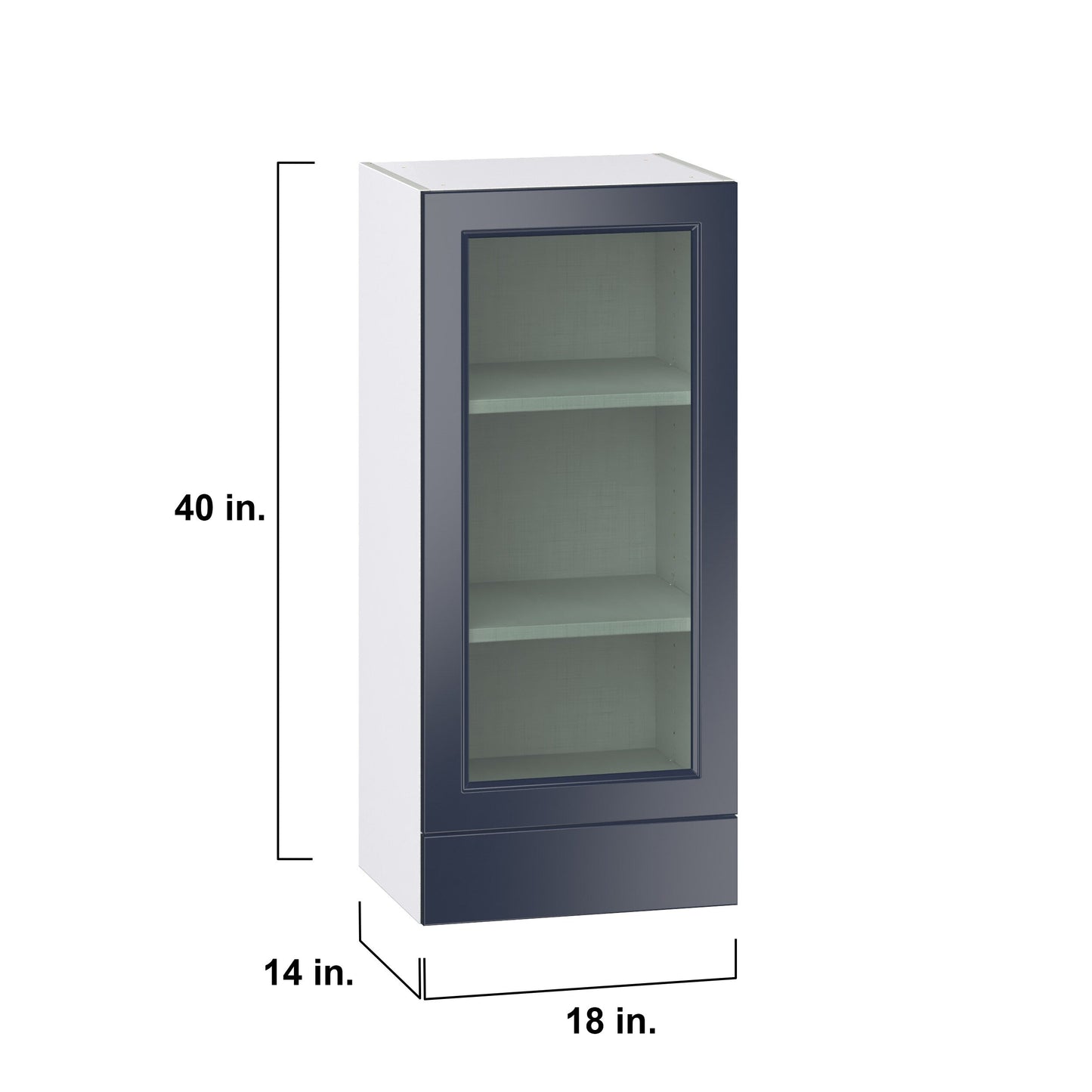 Hugo&Borg Lorette 18-in W x 40-in H x 14-in D Navy Blue 1-Drawer Wall Fully Assembled Cabinet (Recessed Panel Shaker Style)