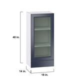 Hugo&Borg Lorette 18-in W x 40-in H x 14-in D Navy Blue 1-Drawer Wall Fully Assembled Cabinet (Recessed Panel Shaker Style)
