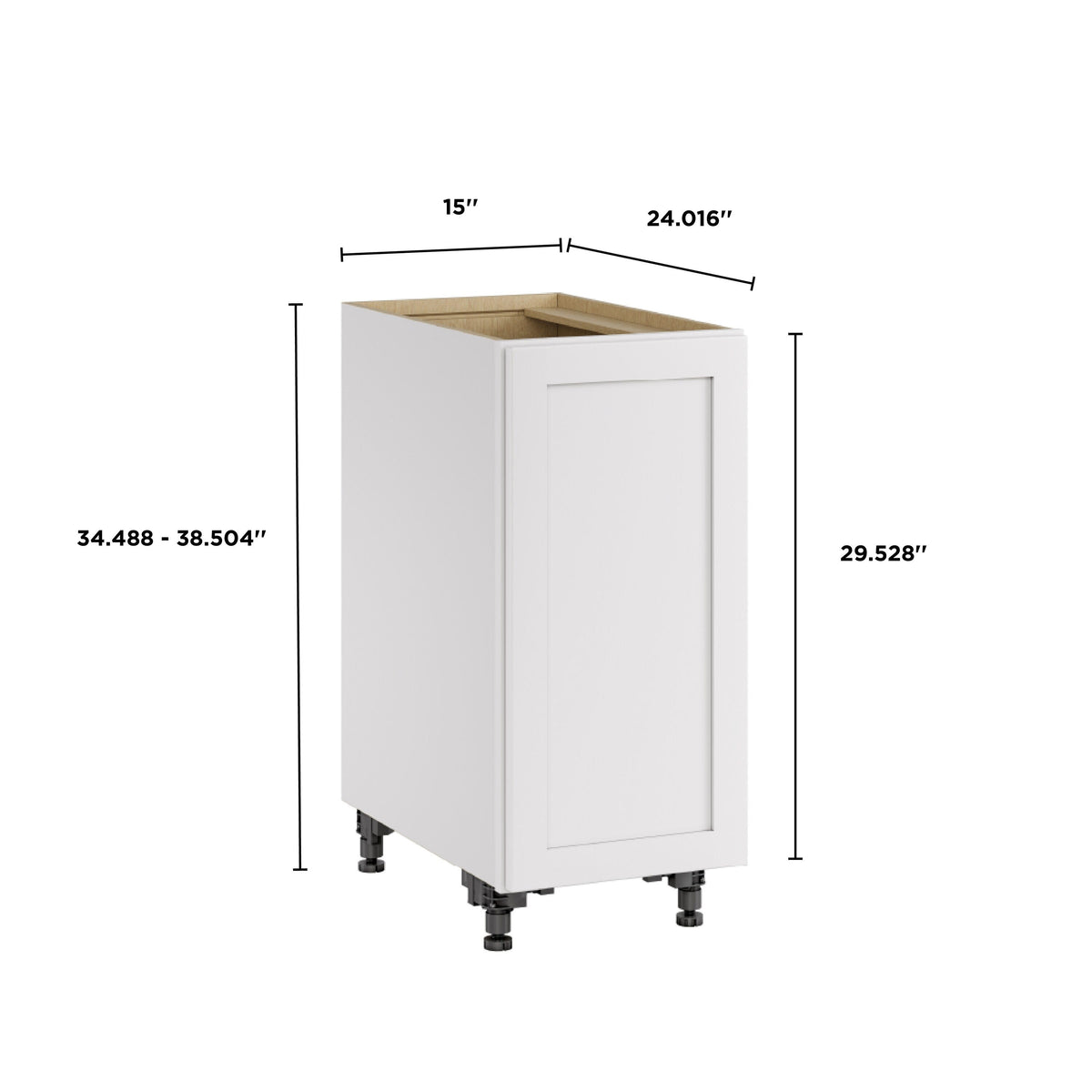 Whalen CLICK-IT Enfield 15-in W x 34.5-in H x 24-in D Classic White Birch Base Ready To Assemble Plywood Cabinet (Raised Panel Shaker Door Style)