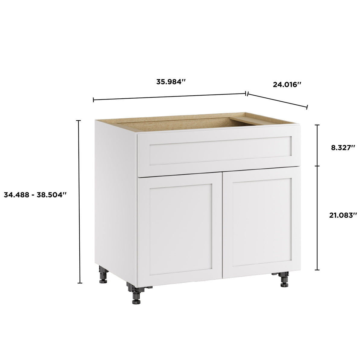 Whalen CLICK-IT Enfield 36-in W x 34.5-in H x 24-in D Classic White Birch 1-Drawer Base Ready To Assemble Plywood Cabinet (Raised Panel Shaker Style)