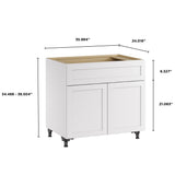 Whalen CLICK-IT Enfield 36-in W x 34.5-in H x 24-in D Classic White Birch 1-Drawer Base Ready To Assemble Plywood Cabinet (Raised Panel Shaker Style)