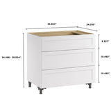 Whalen CLICK-IT Enfield 36-in W x 34.5-in H x 24-in D Classic White Birch 3-Drawer Base Ready To Assemble Plywood Cabinet (Raised Panel Style)