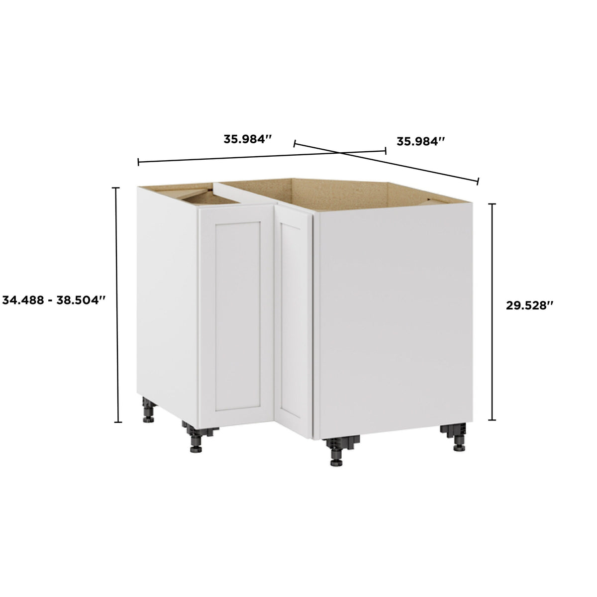 Whalen CLICK-IT Enfield 36-in W x 34.5-in H x 36-in D Classic White Birch Lazy Susan Corner Base Ready To Assemble Plywood Cabinet (Raised Panel Shaker Style)