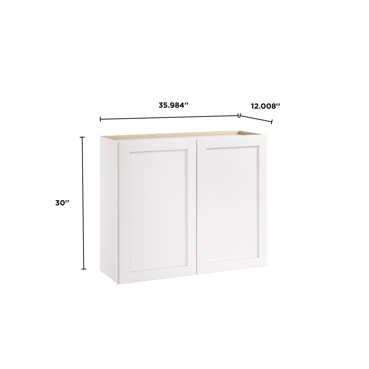 Whalen CLICK-IT Enfield 36-in W x 30-in H x 12-in D Classic White Birch Wall Ready To Assemble Plywood Cabinet (Raised Panel Shaker Door Style)