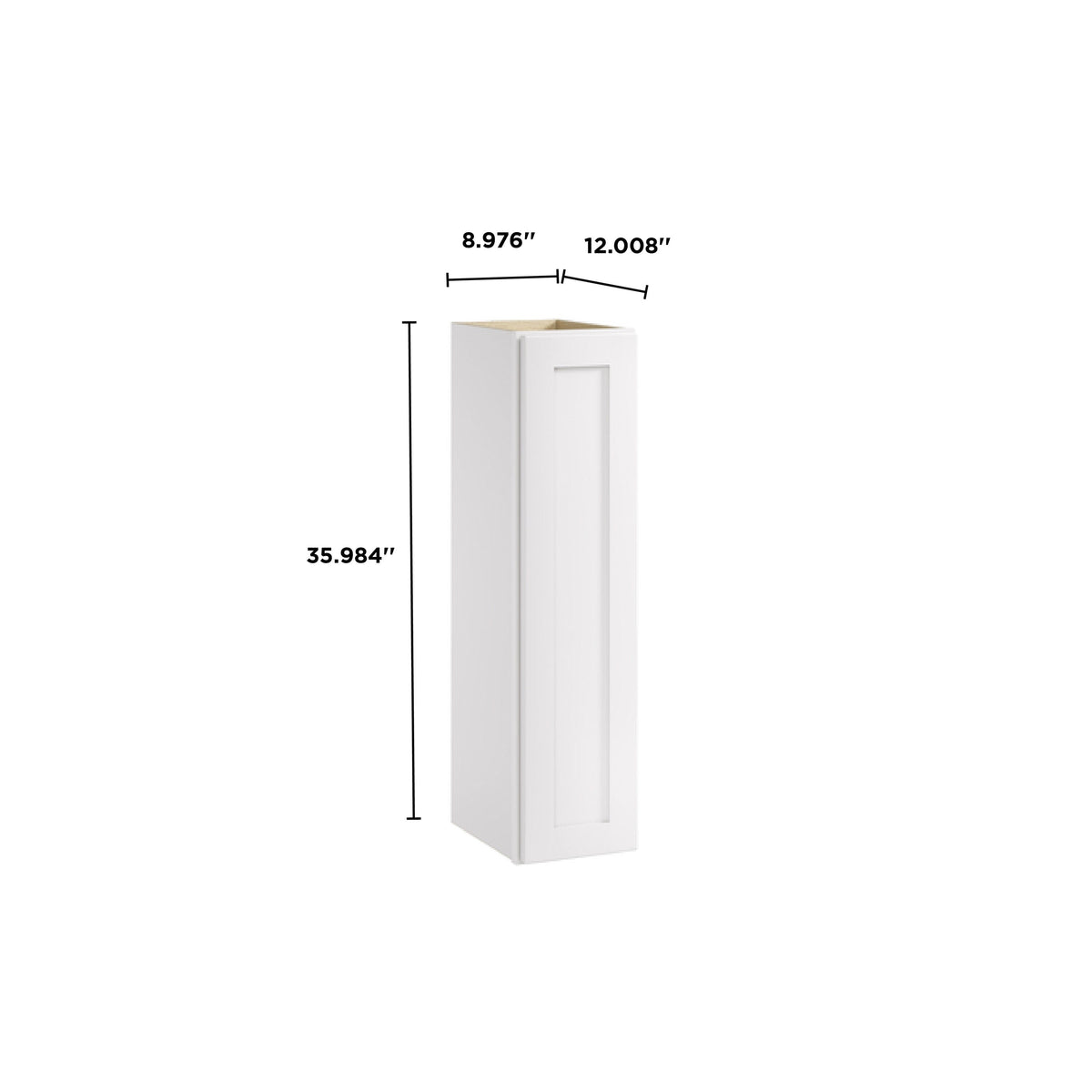 Whalen CLICK-IT Enfield 9-in W x 36-in H x 12-in D Classic White Birch Wall Ready To Assemble Plywood Cabinet (Raised Panel Shaker Door Style)