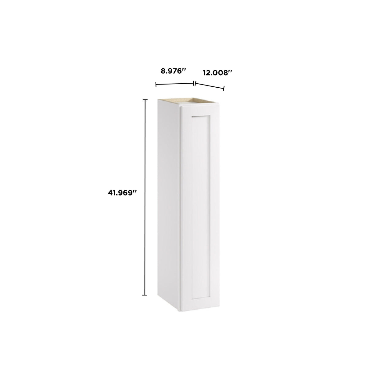 Whalen CLICK-IT Enfield 9-in W x 42-in H x 12-in D Classic White Birch Wall Ready To Assemble Plywood Cabinet (Raised Panel Shaker Door Style)