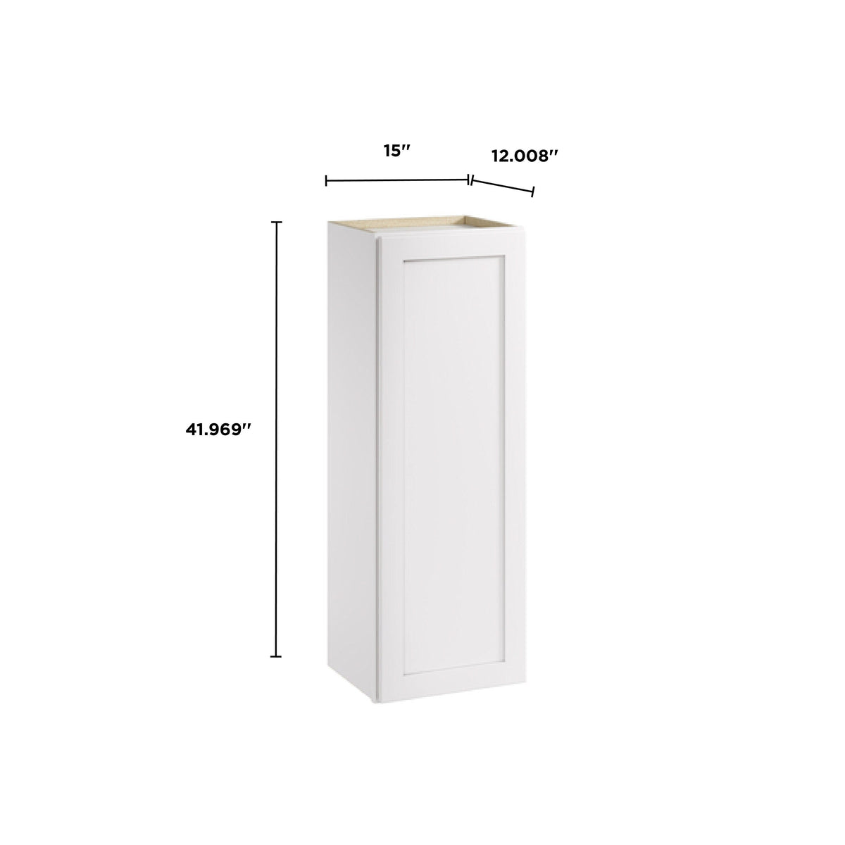 Whalen CLICK-IT Enfield 15-in W x 42-in H x 12-in D Classic White Birch Wall Ready To Assemble Plywood Cabinet (Raised Panel Shaker Door Style)
