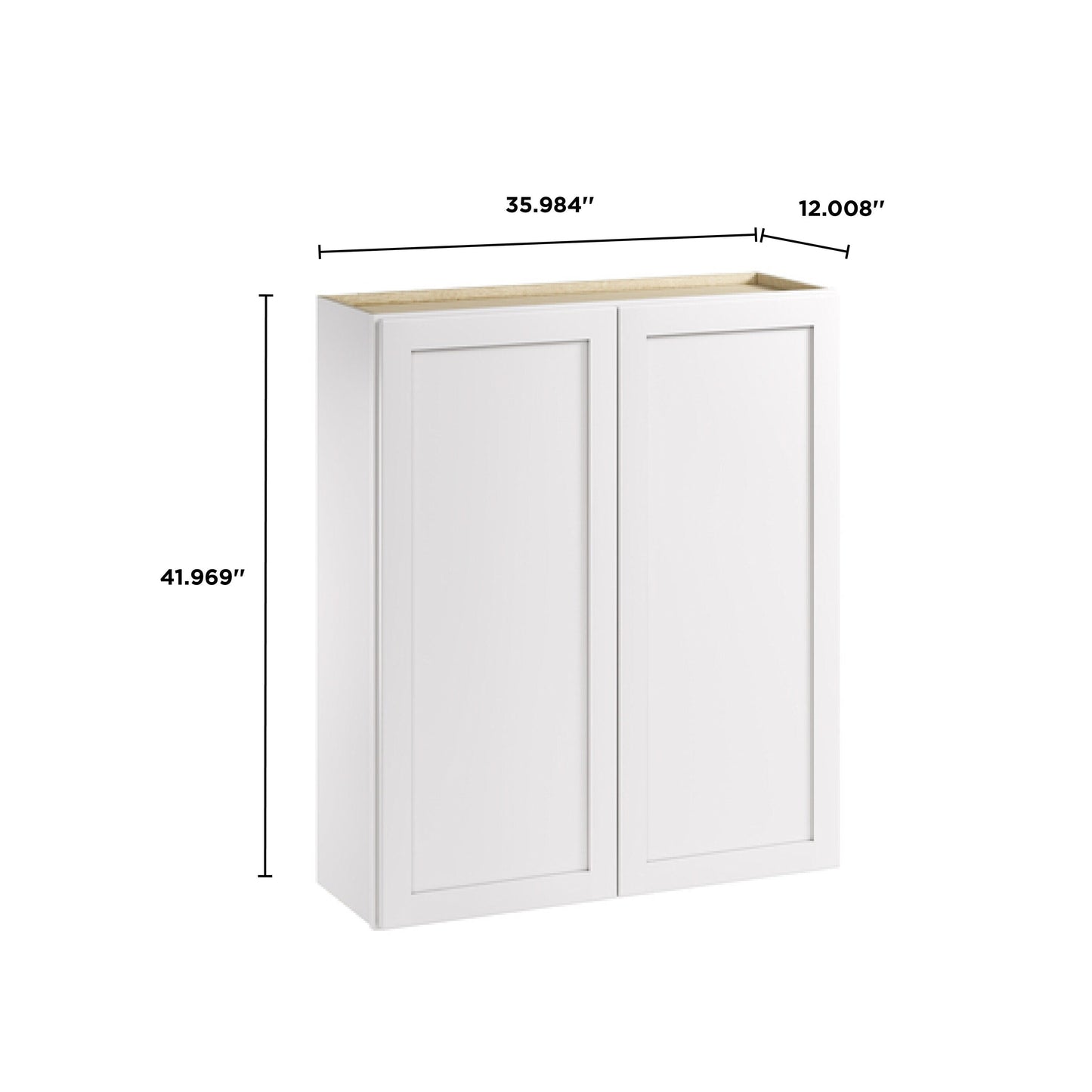 Whalen CLICK-IT Enfield 36-in W x 42-in H x 12-in D Classic White Birch Wall Ready To Assemble Plywood Cabinet (Raised Panel Shaker Door Style)