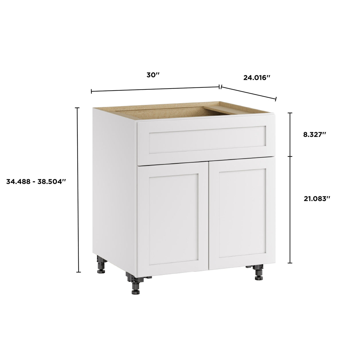 Whalen CLICK-IT Enfield 30-in W x 34.5-in H x 24-in D Classic White Birch 1-Drawer Base Ready To Assemble Plywood Cabinet (Raised Panel Shaker Style)