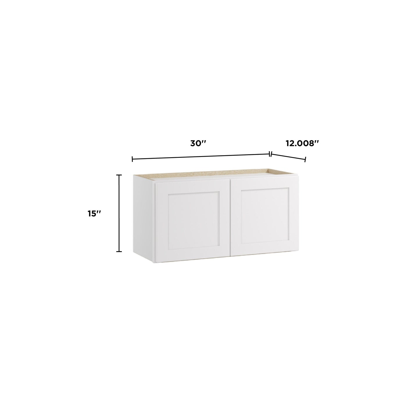 Whalen CLICK-IT Enfield 30-in W x 15-in H x 12-in D Classic White Birch Wall Ready To Assemble Plywood Cabinet (Raised Panel Shaker Door Style)